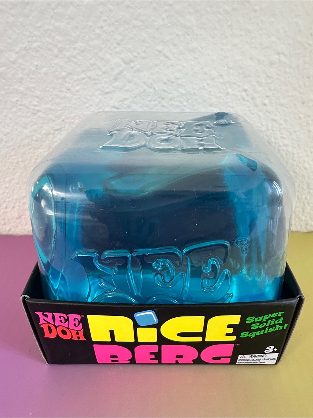 NeeDoh NICE BERG Super Solid Squish - Blue Squishy Sensory Fidget Giant Cube Toy